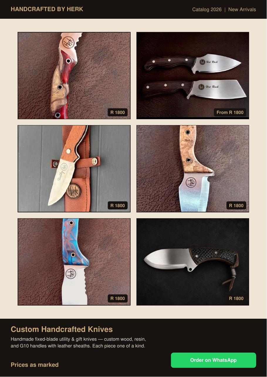 Custom handcrafted knives
